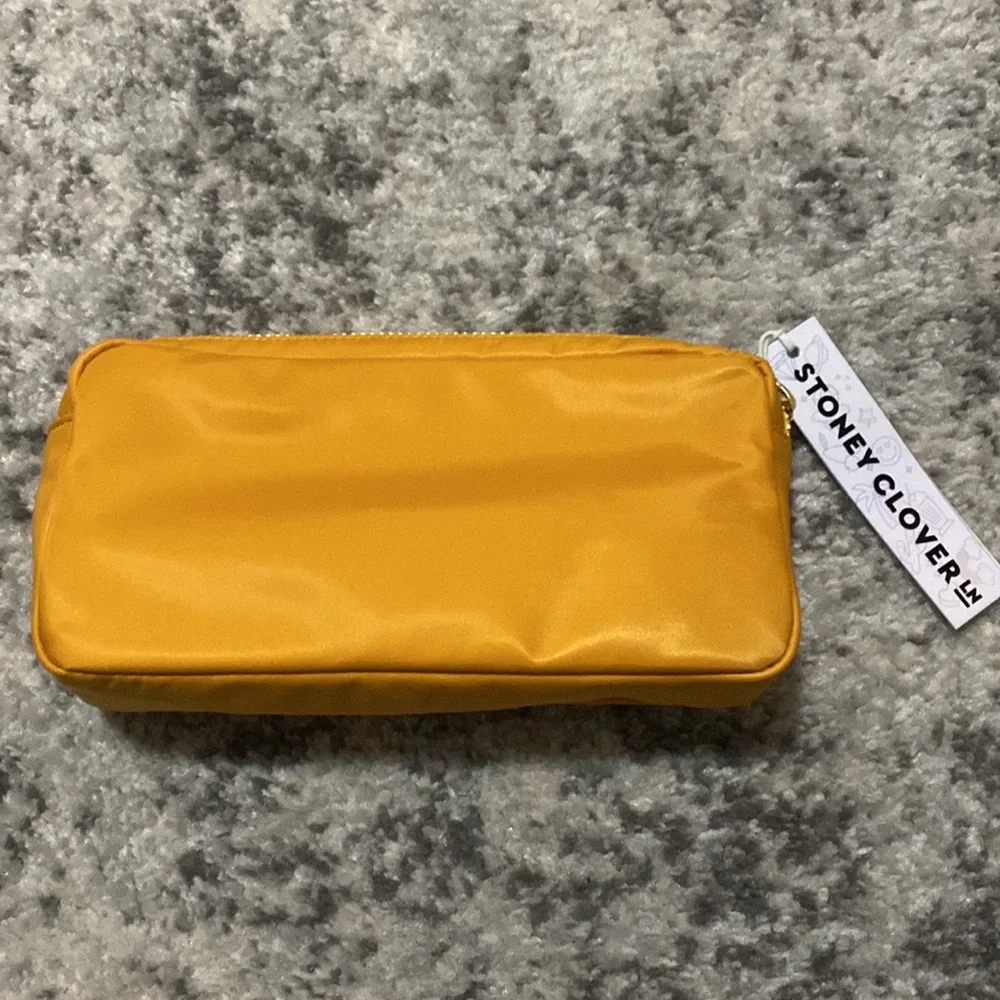 Stoney Clover Lane Plane Travel Pouch yellow orange gold cosmetic bag - Picture 3 of 5